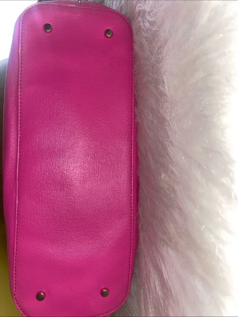 kate spade Cream and Bright Pink Canvas Tote with Slogan